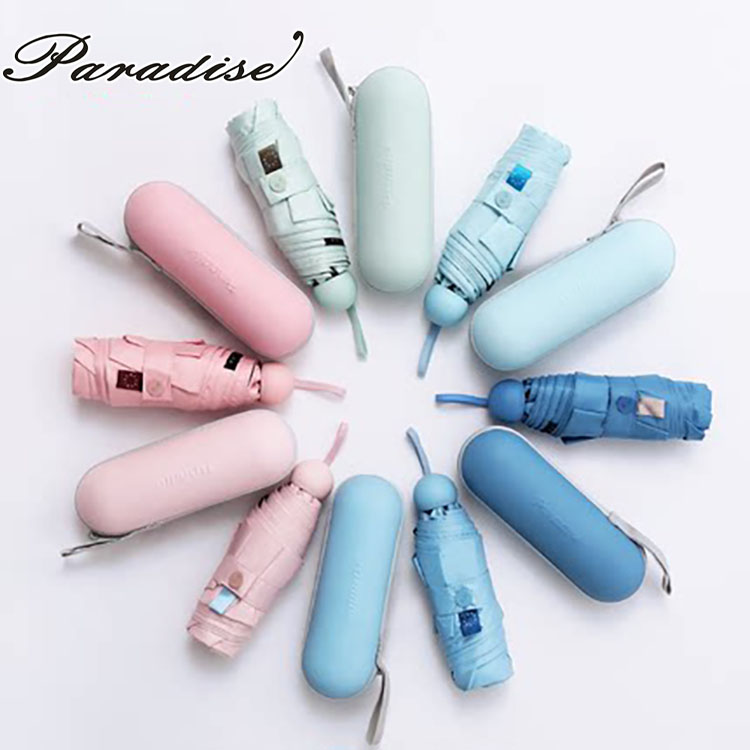 OEM New Design Pocket Promotional Capsule Sun Umbrella Portable UV Small Customizable Foldable Mini 5-Fold Umbrella