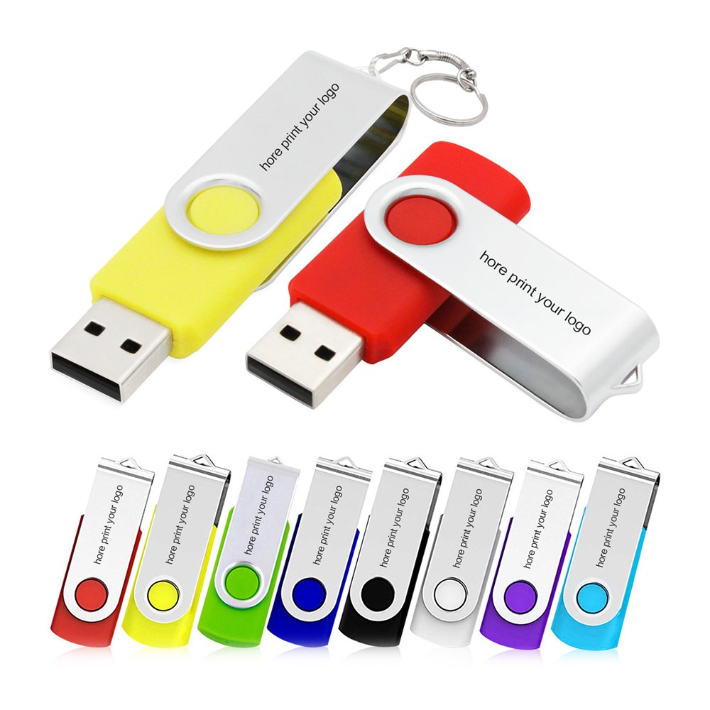 Customized promotion based on samples, classic USB flash drive made of PVC plastic and metal sublimation, customized with rotating shape, portable 8GB USB flash drive with logo