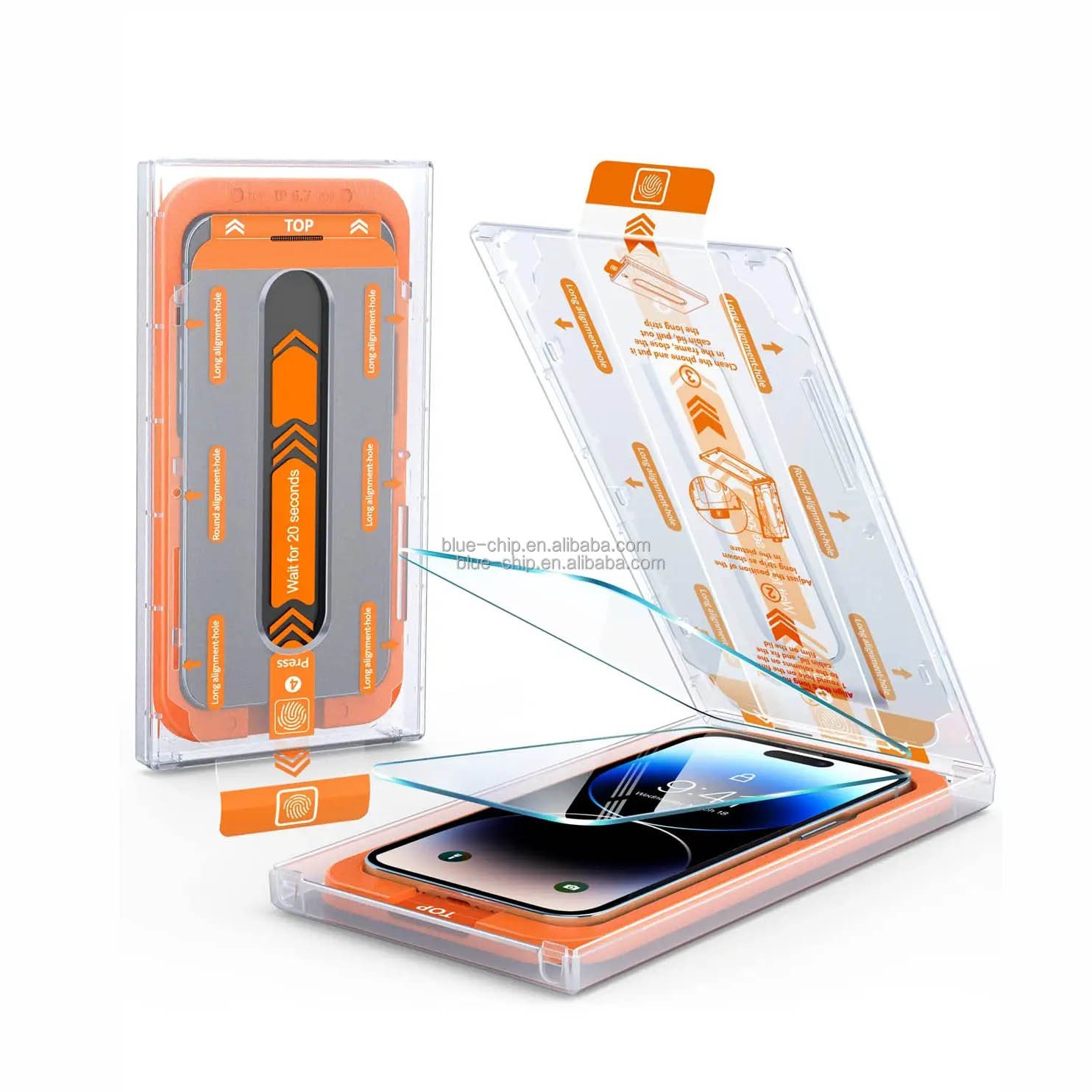2-pack Magic Box 9h Tempered Glass Suitable for iPhone 15 14 13 Pro Max Easy Installer, Smear, Screen Protector Installation Kit