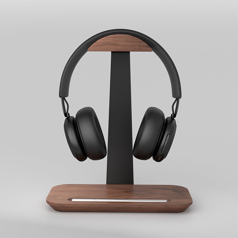 Walnut Earphone Stand with Storage Base Universal Airpod Maxwalnut Gaming Earphone Stand in Stock