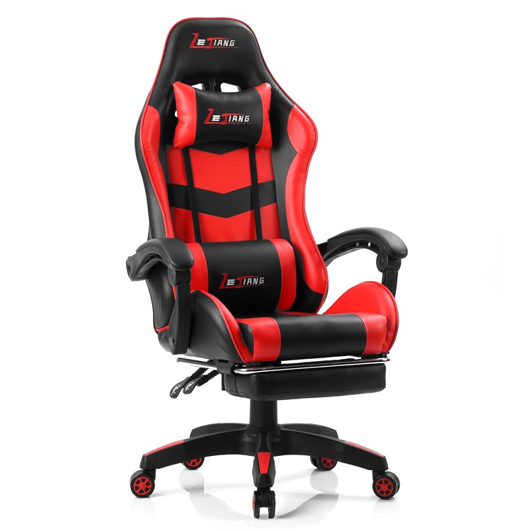 Ergonomic computer game player racing high-end wholesale game leather cheap computer customized quality game chair with foot pad black