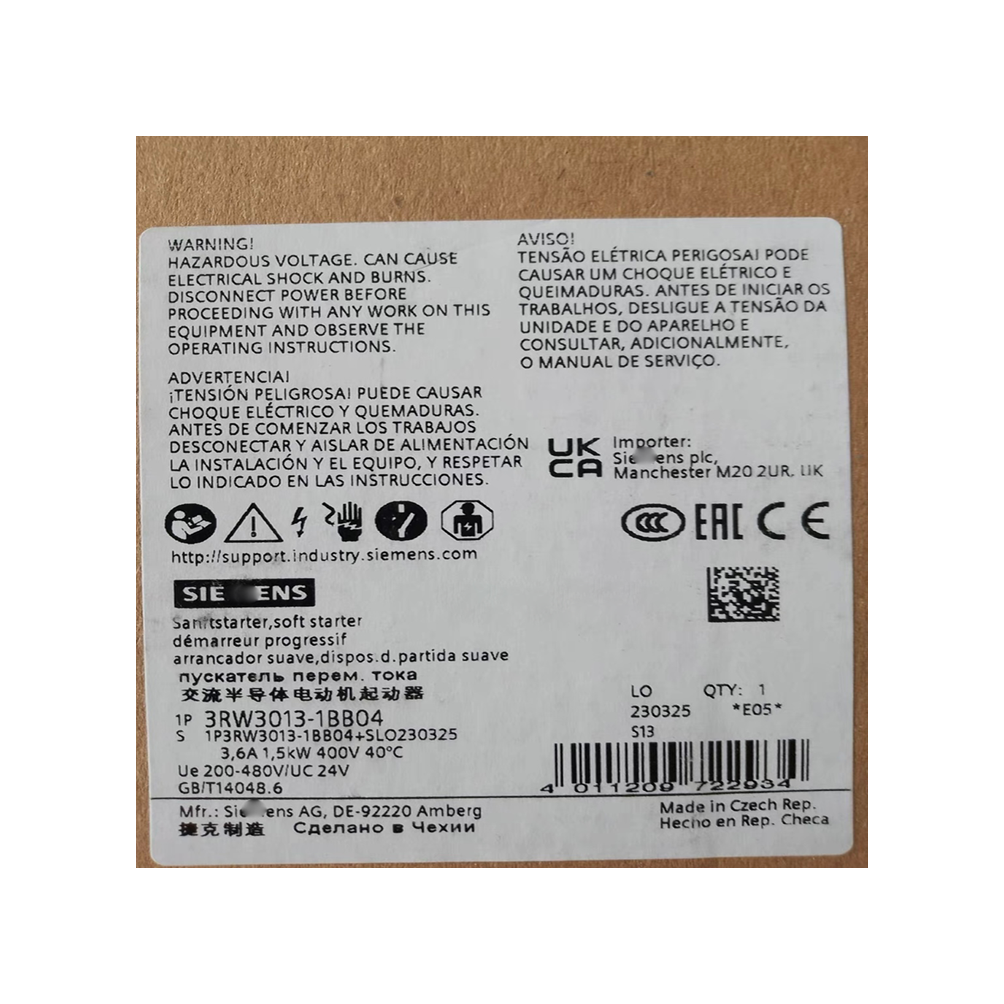 Hot selling Siemens industrial automation equipment spot supply soft starter 3RW3014-2BB14