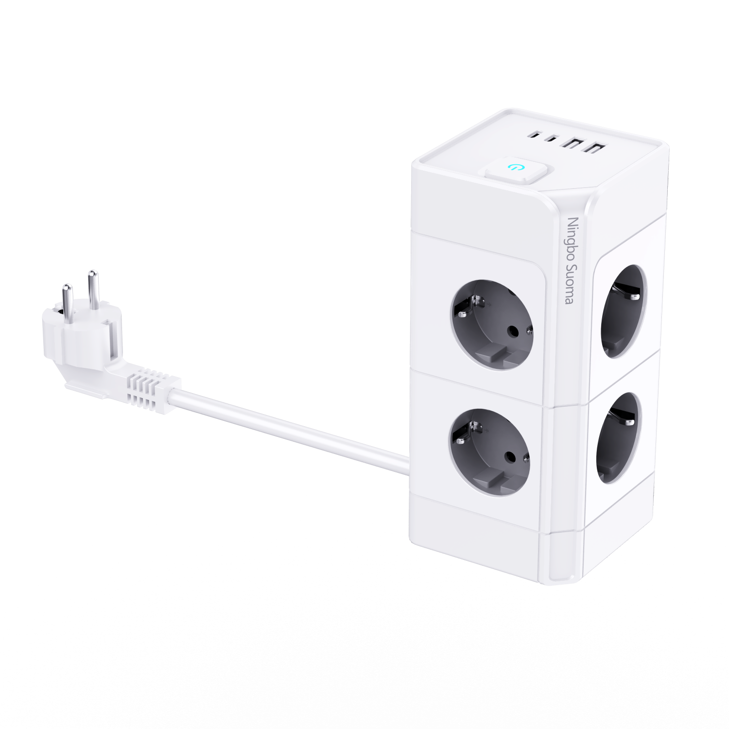 NEW Product Tower Multi USB Socket 4/8/12 Outlets Extension Sockets Multiple EU Standard with 2 USB-A and 2 USB-C