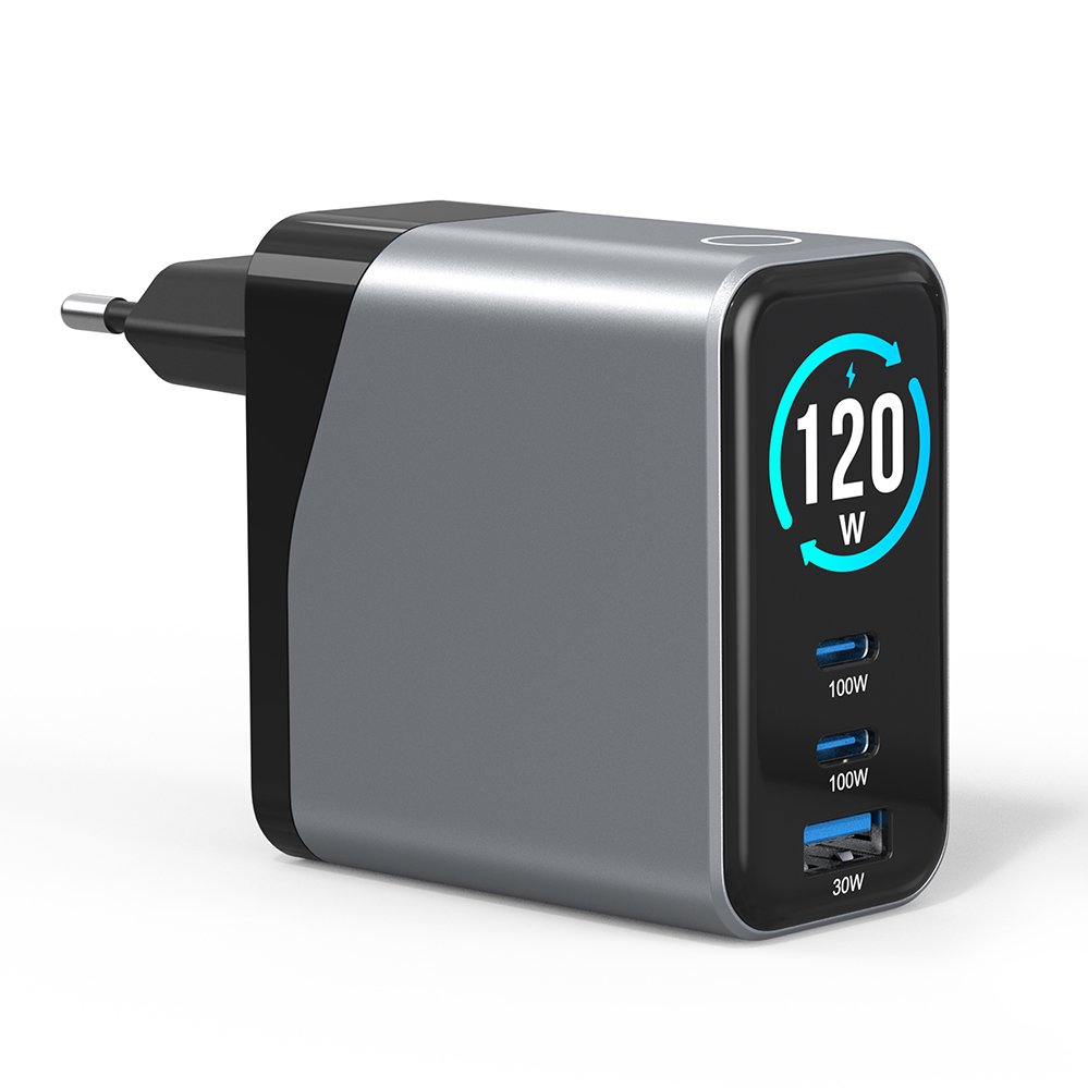 Laptop Charger 120W Max USB Charger 3-port Multi Device Fast Charging with TFT Display for iphone samsung 120W Charger