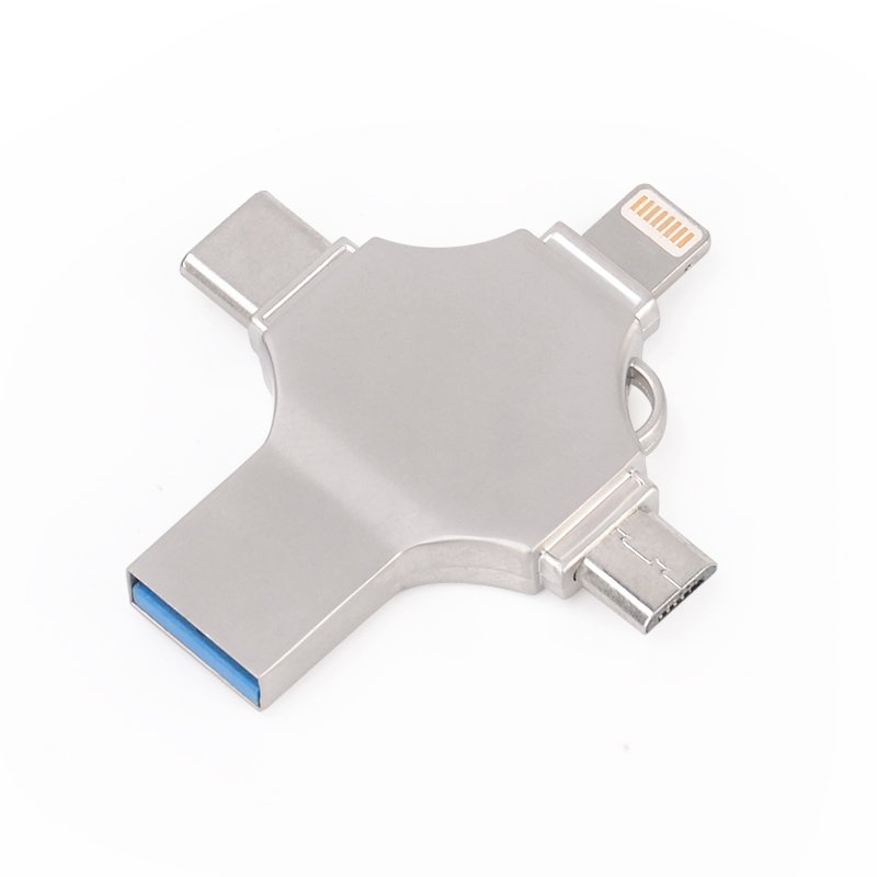 2026 hot selling metal USB flash drive OTG Type C USB 3.0 4-in-1 USB flash drive for mobile phones, 64GB, 128GB, 256GB, 512GB, 1TB