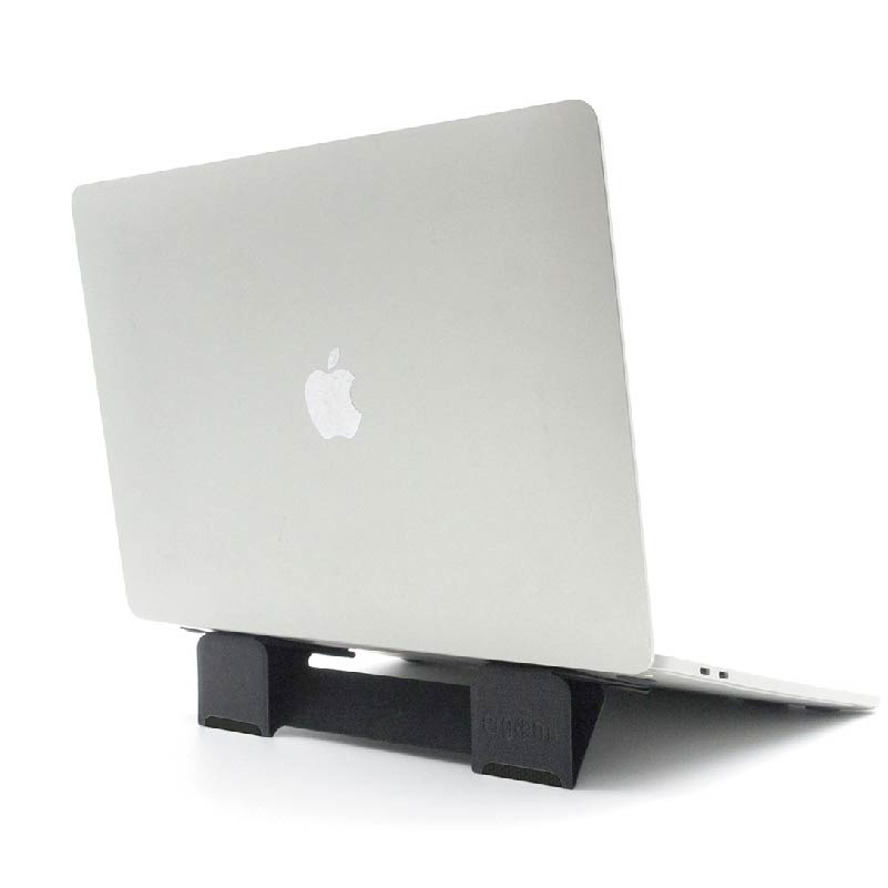 U-shaped black PU leather invisible anti slip stick, with strong and reusable adhesive on the foldable laptop stand