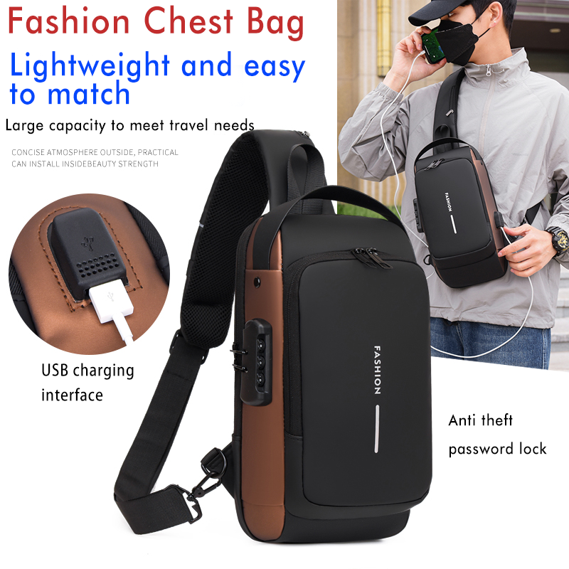 Manufacturer wholesale hiking portable storage bag diagonal shoulder chest bag anti-theft USB charging bicycle chest bag