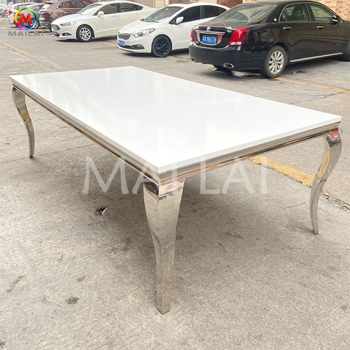 Hot selling hotel wedding banquet stainless steel glass banquet event gold dining table