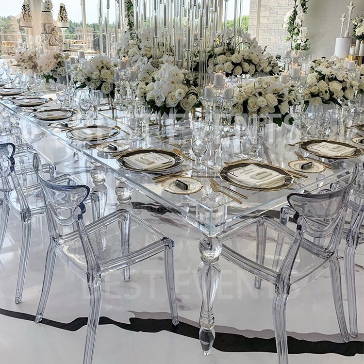 Newly designed modern rectangular transparent acrylic wedding table